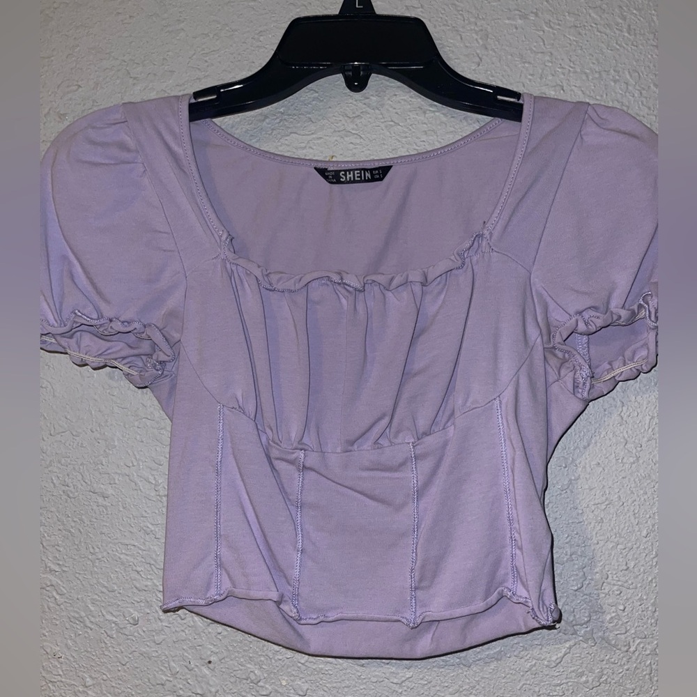 Little purple peasant crop top